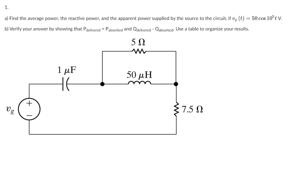 Solved a) Find the average power, the reactive power, and | Chegg.com