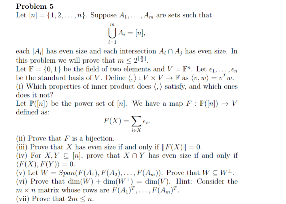 Solved Problem 5 Let [n] = {1, 2, ..., n}. Suppose A1, ..., | Chegg.com