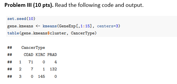 Solved Dataset. Download the file "FinalThreeCancers.RData" | Chegg.com