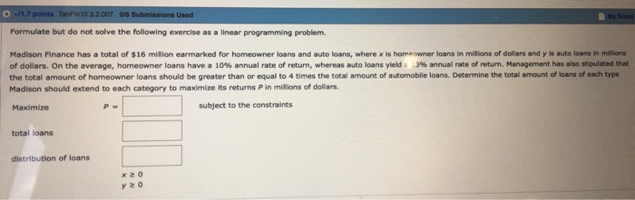 Solved Formulate but do not solve the following exercise as | Chegg.com