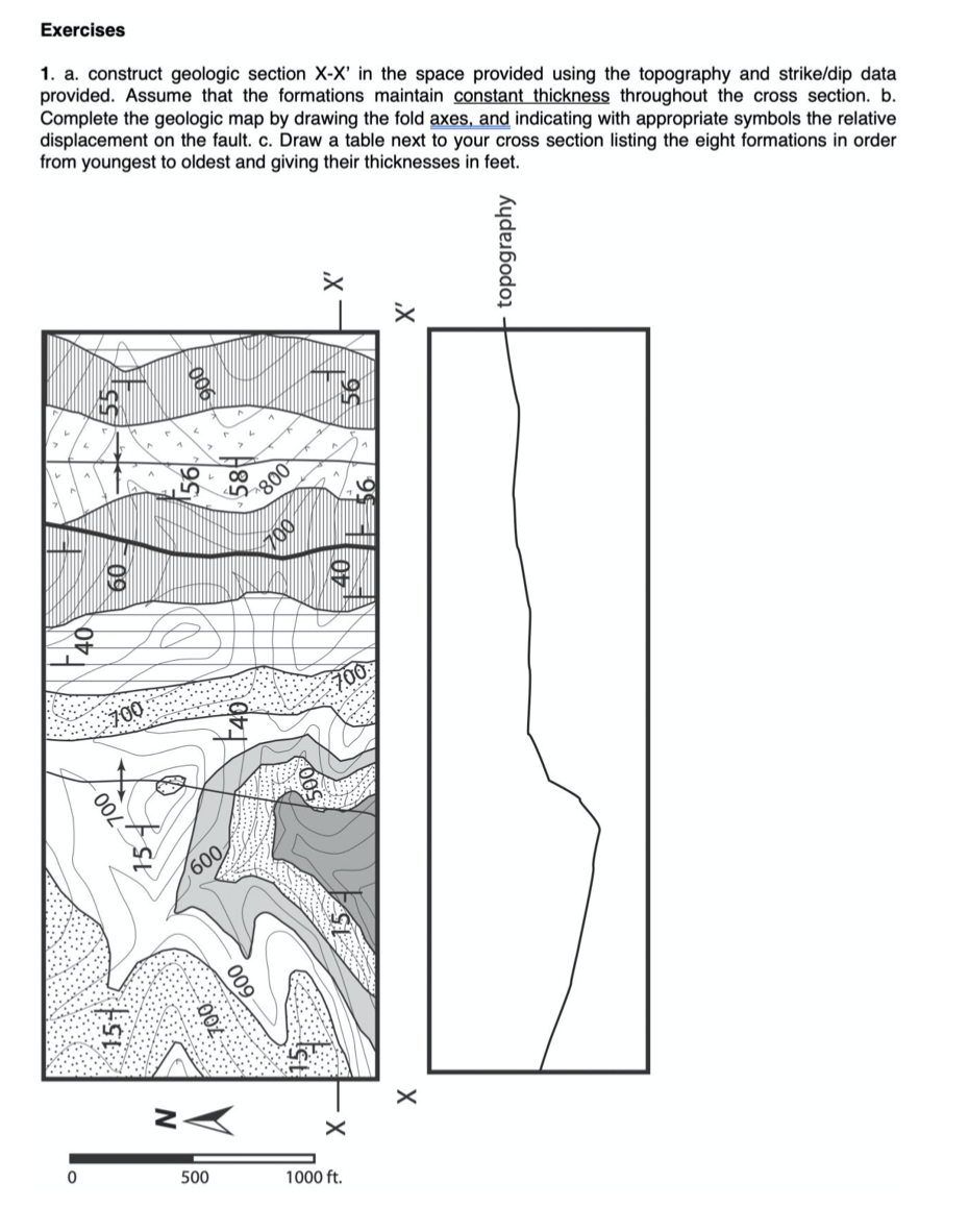 Solved Exercises 1. a. construct geologic section X-X' in | Chegg.com
