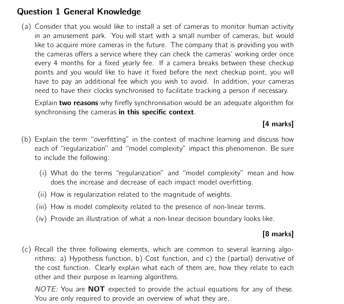 Solved Question 1 General Knowledge (a) Consider that you | Chegg.com