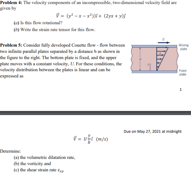 Solved Problem 4: The velocity components of an | Chegg.com