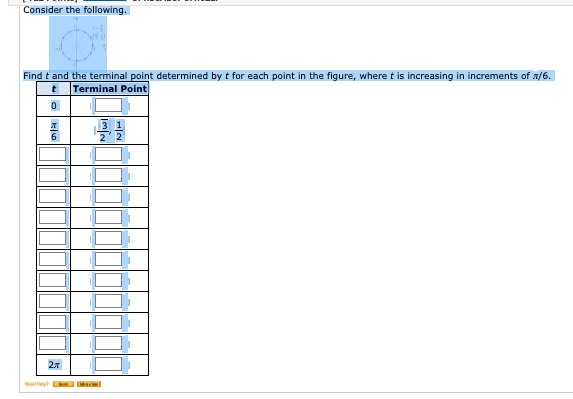 Solved Consider The Following. Find T And The Terminal Point | Chegg.com