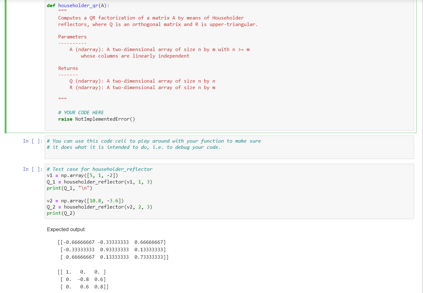 Solved Problem 3: Householder QR Factorization (5=2+3 | Chegg.com