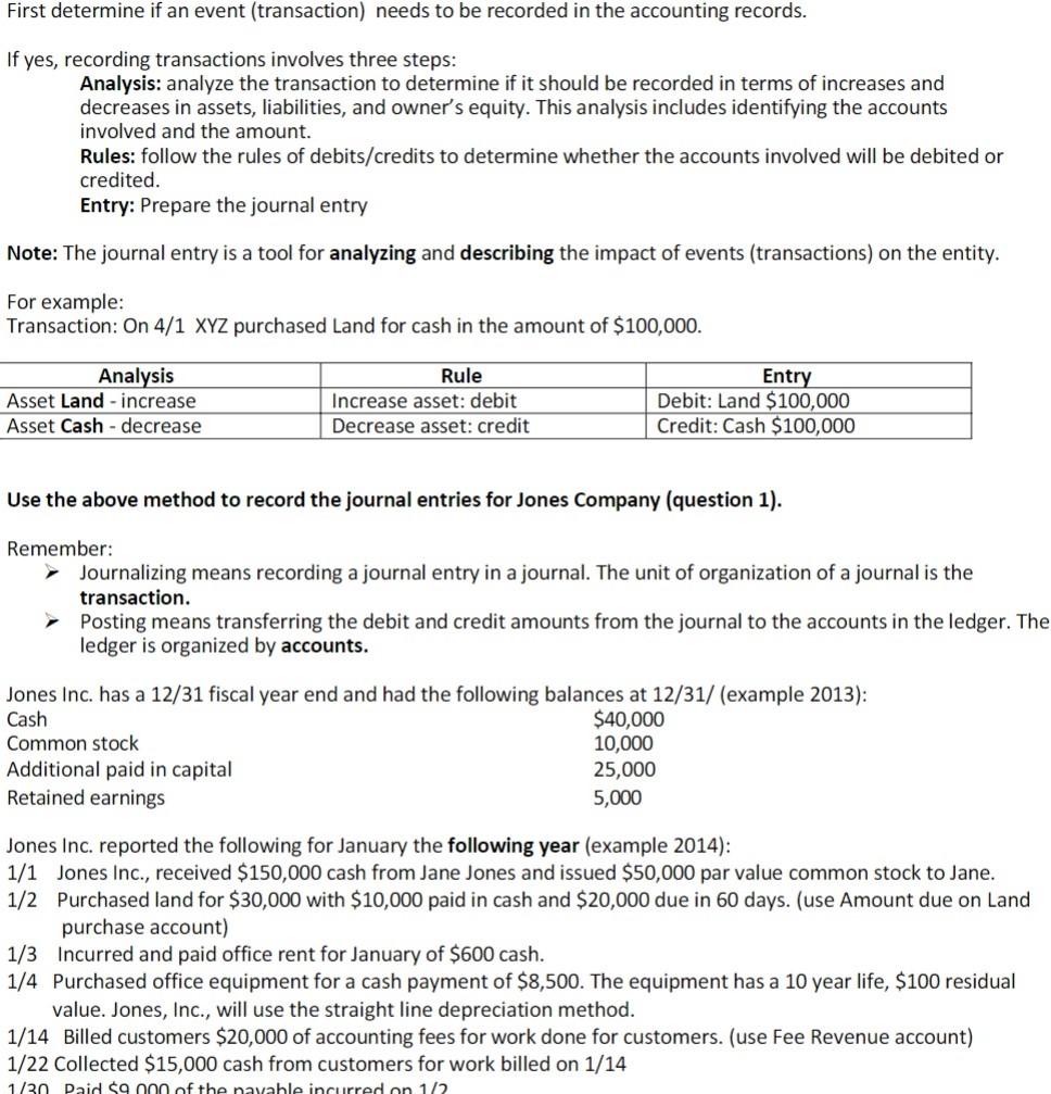 Solved First determine if an event (transaction) needs to be | Chegg.com