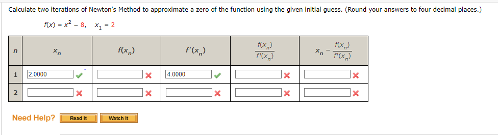 Solved Calculate Two Iterations Of Newton's Method To | Chegg.com