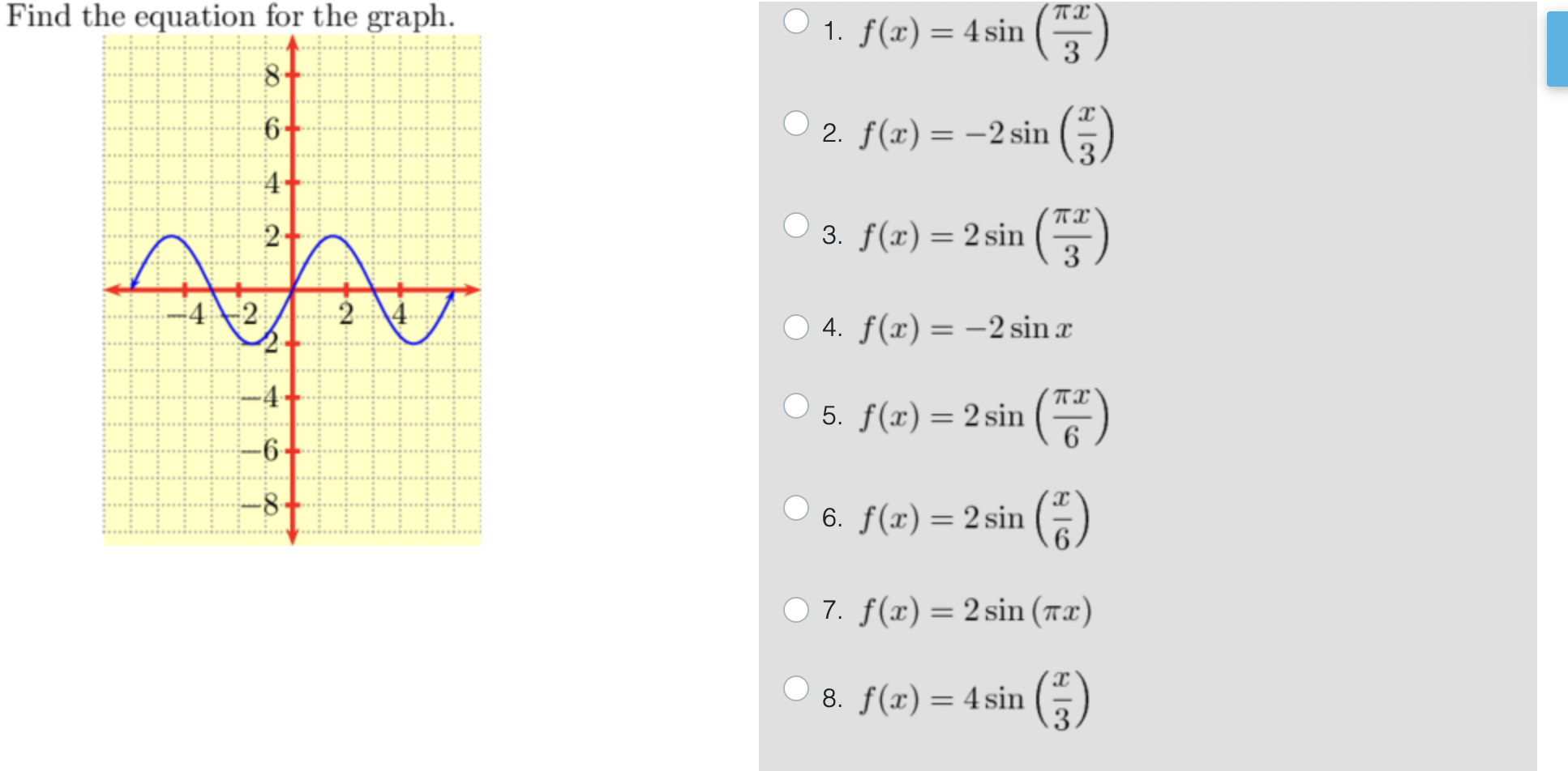 Solved Find tha omeration for the rranh 1. f(x)=4sin(3πx) 2. | Chegg.com