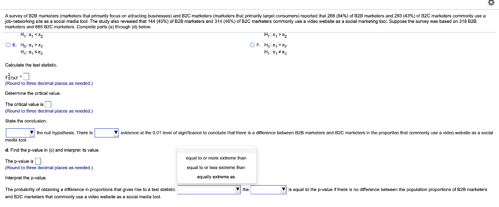 Solved A survey of B2B marketers (marketers that primarily | Chegg.com