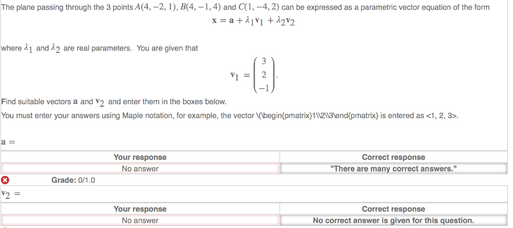 Solved The plane passing through the 3 points A(4, -2, 1), | Chegg.com