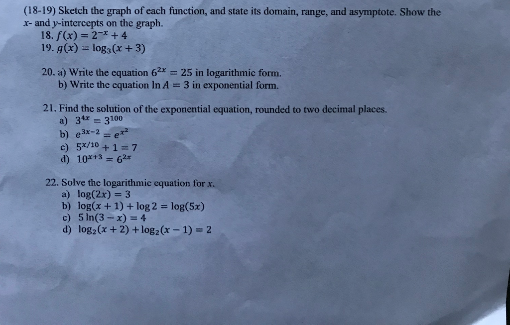 Solved 18 19 Sketch The Graph Of Each Function And Sta