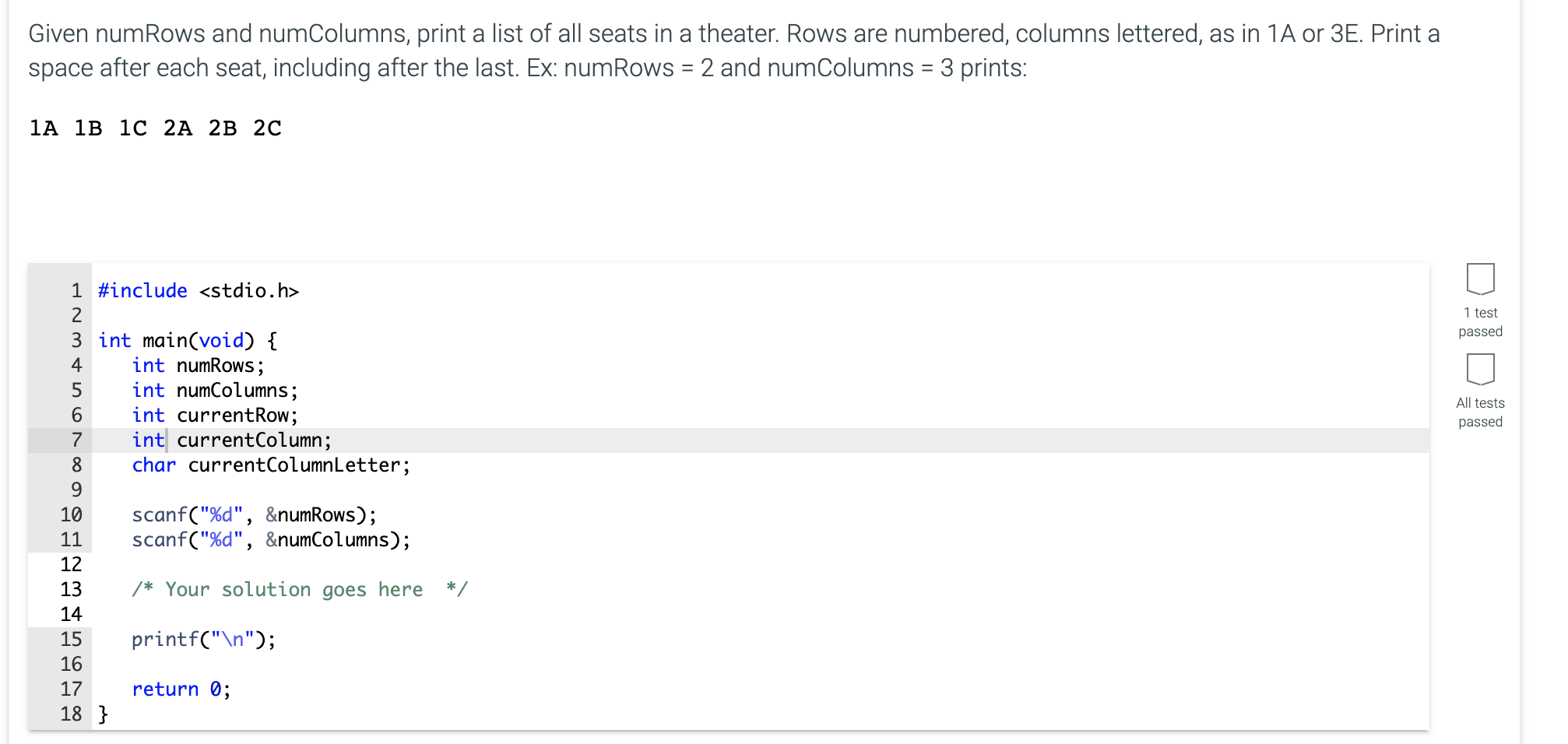 Solved Given numRows and numColumns, print a list of all | Chegg.com