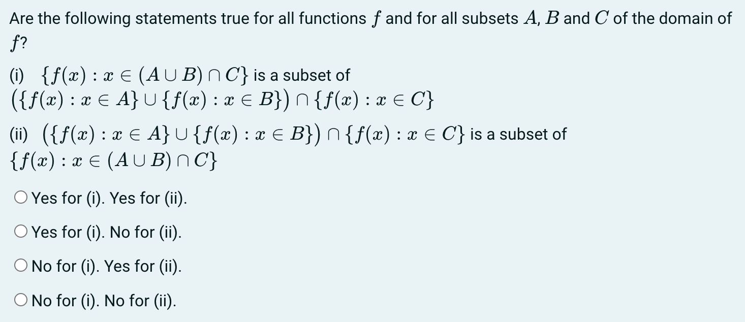 Solved Are The Following Statements True For All Functions F | Chegg.com