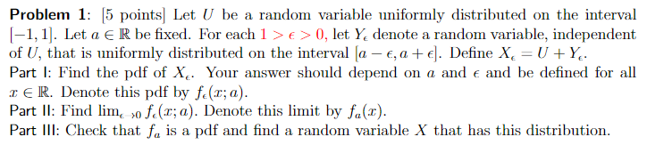 Solved Problem 1: (5 points) Let U be a random variable | Chegg.com