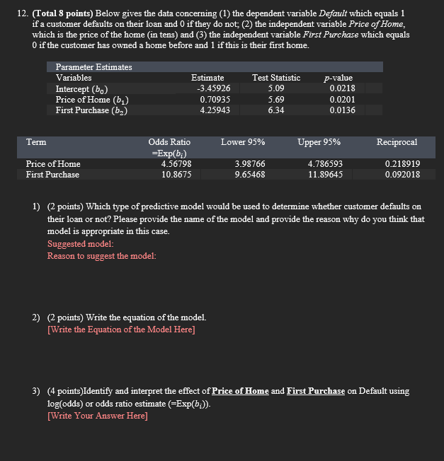 Solved 12 Total 8 Points Below Gives The Data Concerning Chegg