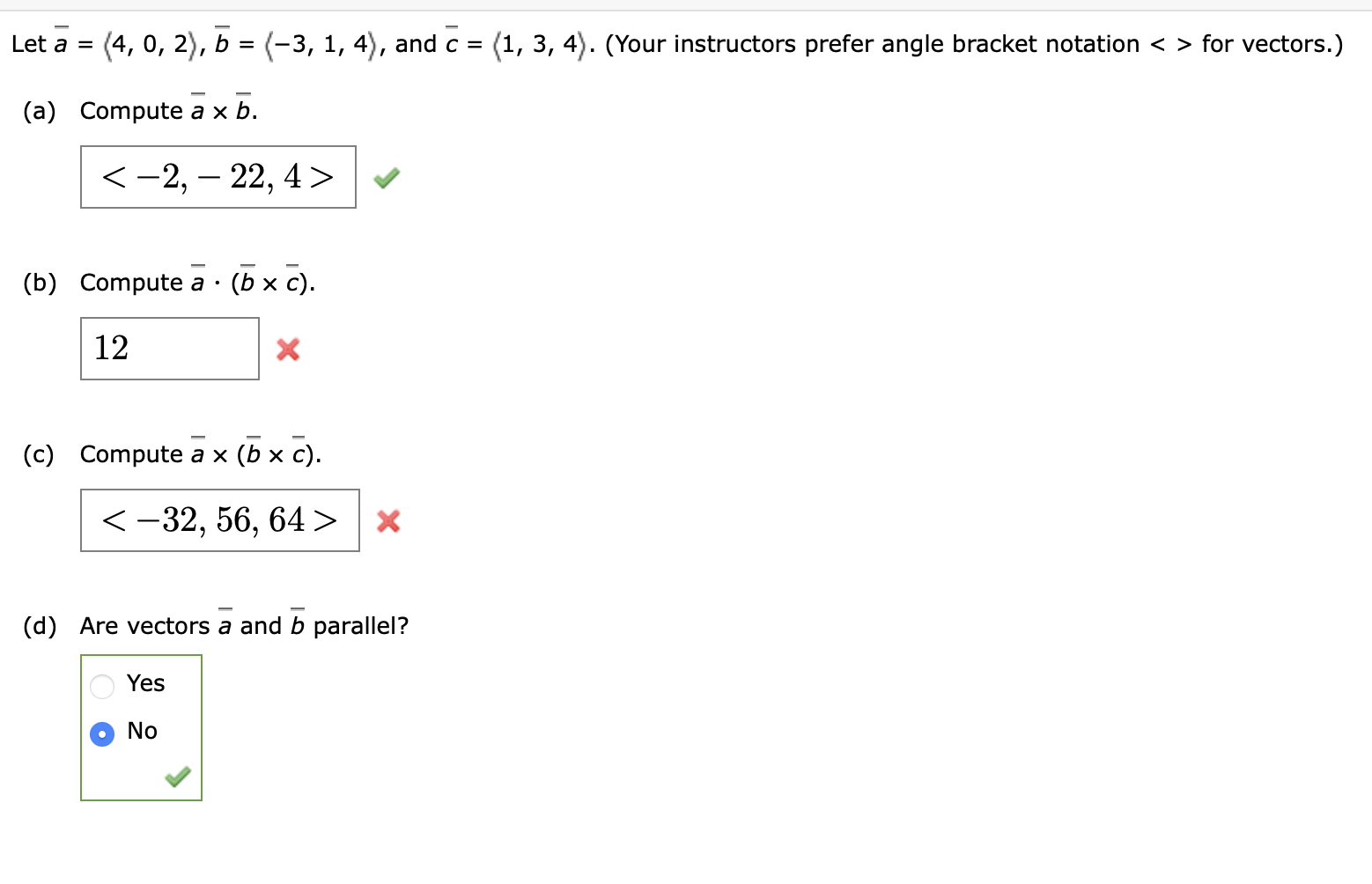 Solved Let A = (4, 0, 2), B = (-3, 1, 4), And C = (1, 3, 4). | Chegg.com