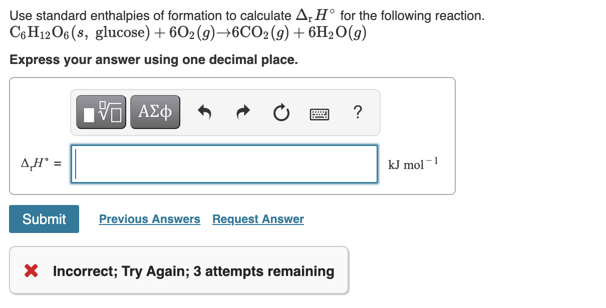 Solved Use standard enthalpies of formation to calculate A,