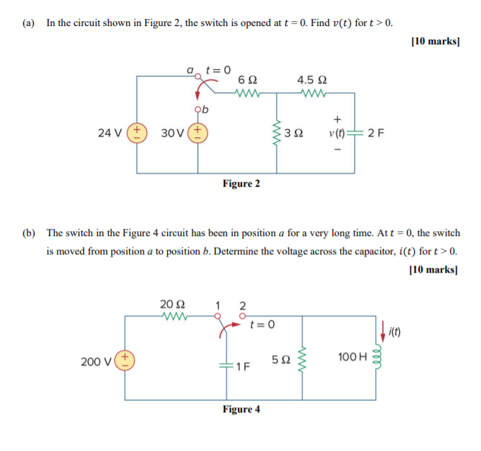 Solved (a) In the circuit shown in Figure 2, the switch is | Chegg.com