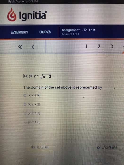 Solved Faith Acaciemy ONLINE Ignitia Assignment Attempt 1 of | Chegg.com