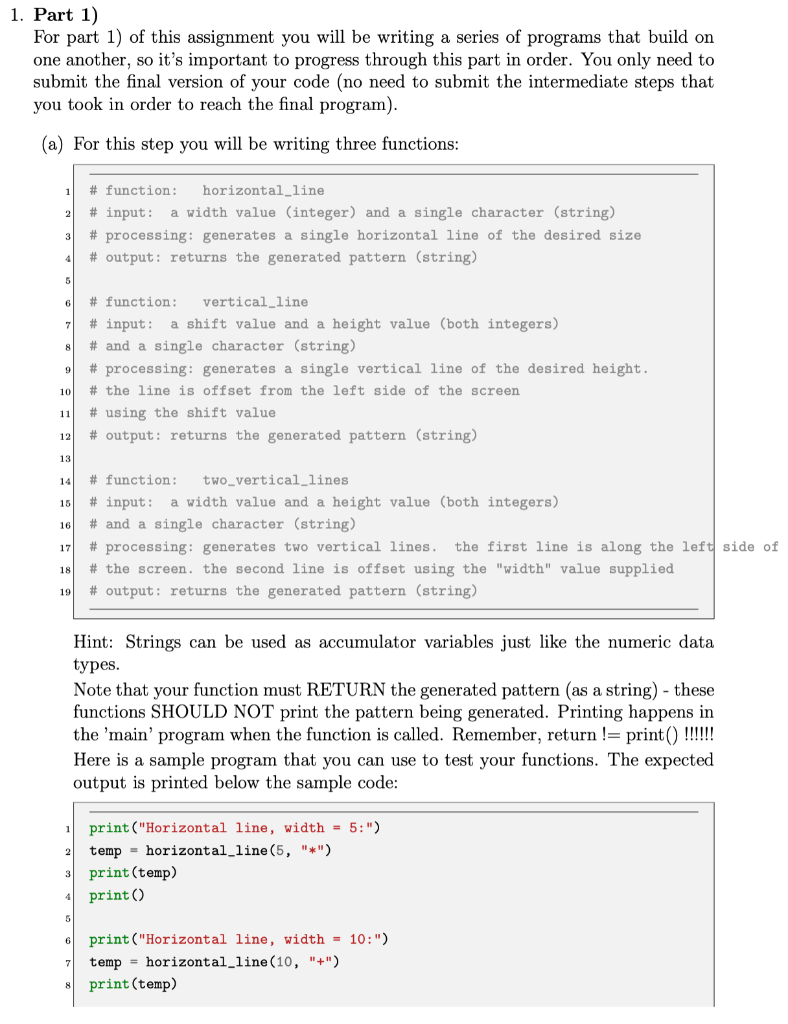 Solved 1. Part 1) For part 1) of this assignment you will be | Chegg.com