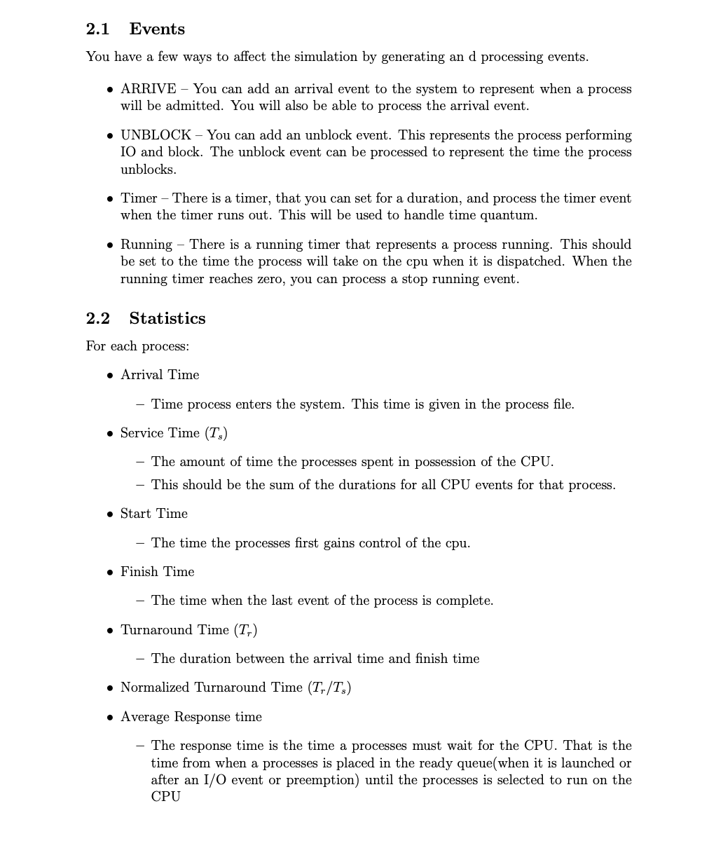 Solved 1 Description You will be writing a simulation to | Chegg.com