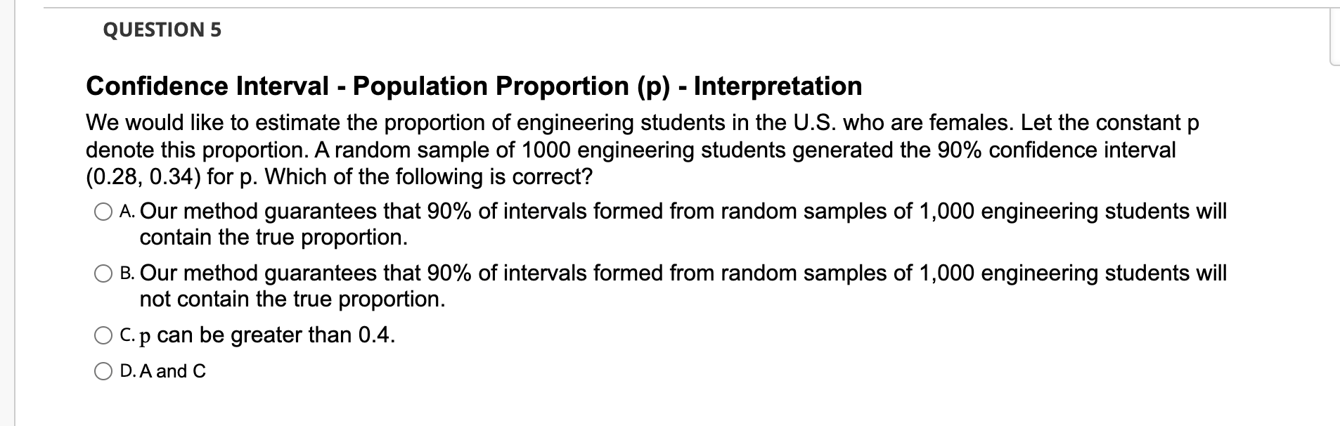 Solved Confidence Interval Population Proportion (p)