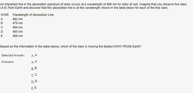 Solved An important line in the absorption spectrum of stars | Chegg.com