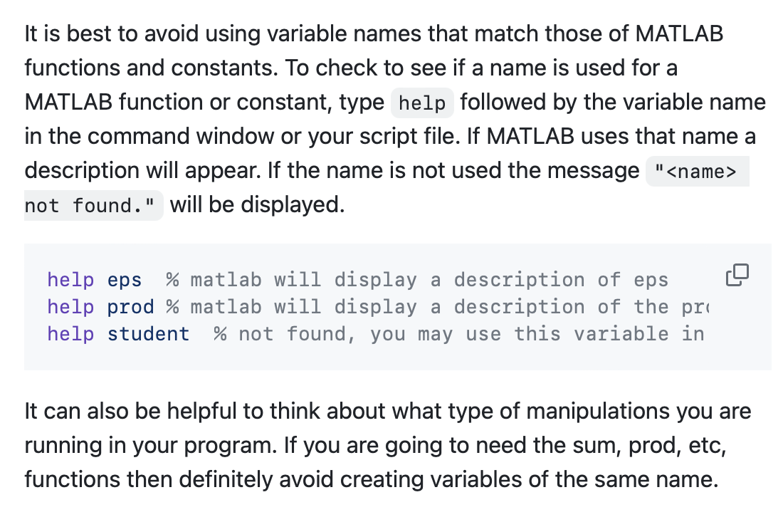 Solved It is best to avoid using variable names that match | Chegg.com