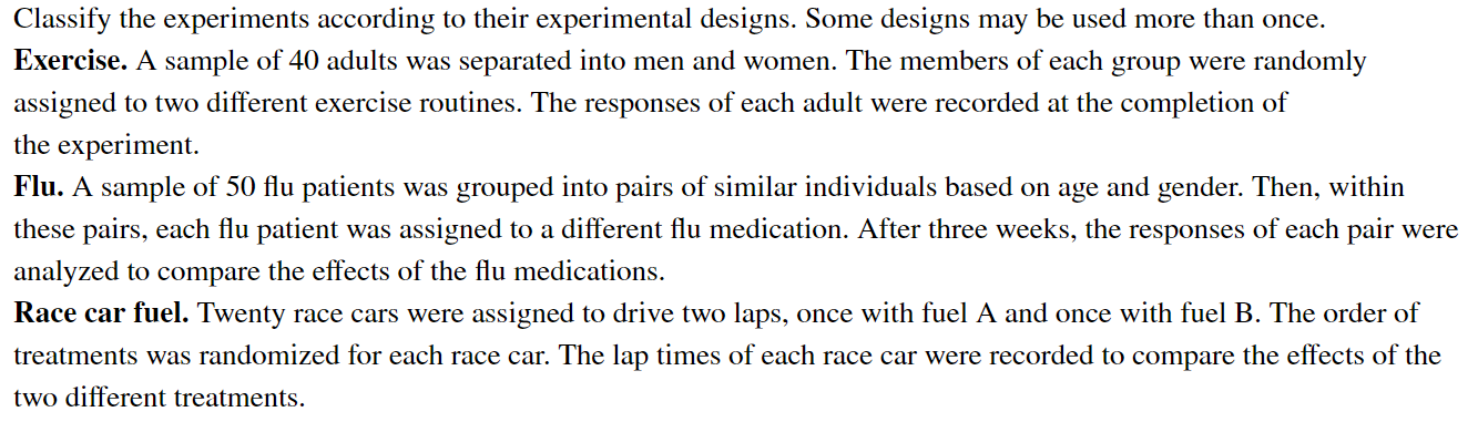 Solved Classify The Experiments According To Their 6226