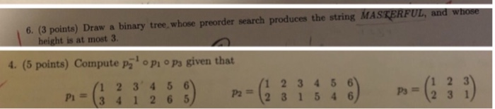 Solved 6. (3 points) Draw a binary tree, whose preorder | Chegg.com