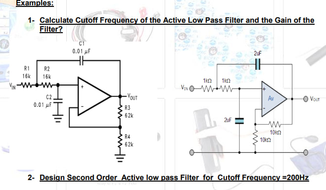 Solved 1- Calculate Cutoff Frequency of the Active Low Pass | Chegg.com