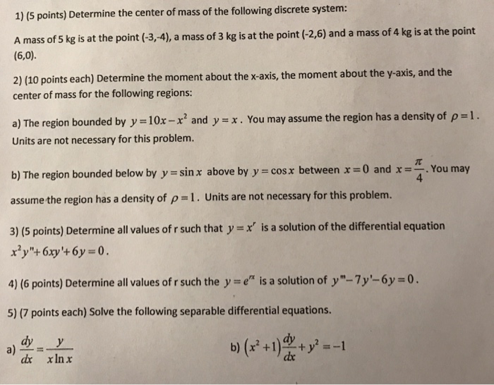 Solved Determine the center of mass of the following | Chegg.com