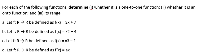 Solved For each of the following functions, determine () | Chegg.com