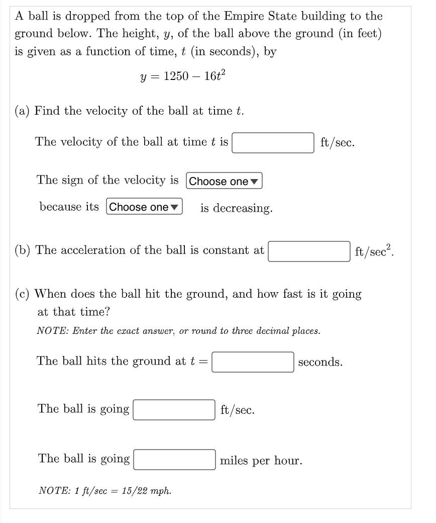 Solved A Ball Is Dropped From The Top Of The Empire State | Chegg.com
