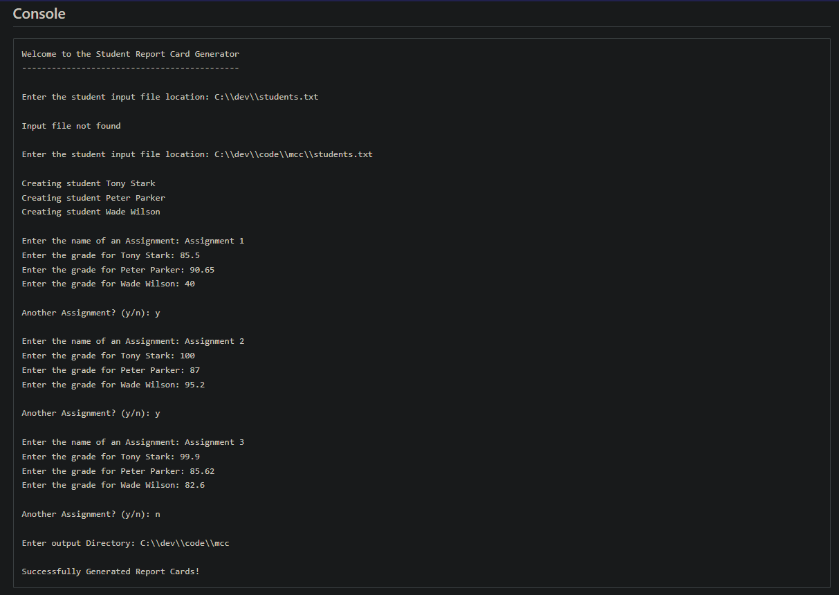 Solved Report Card Generator Create a program that allows | Chegg.com