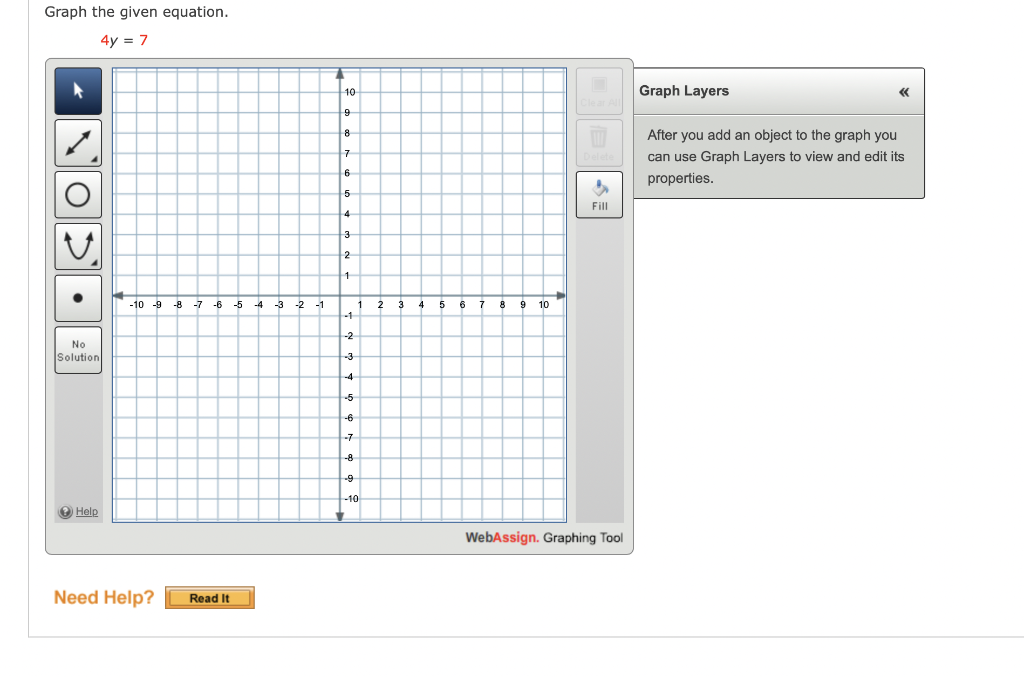 Solved Graph the given equation. 4y=7 Graph Layers After you | Chegg.com