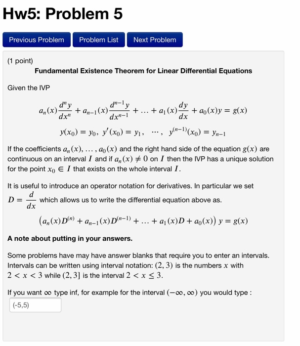 Solved Hw5: Problem 5 Previous Problem Problem List Next | Chegg.com
