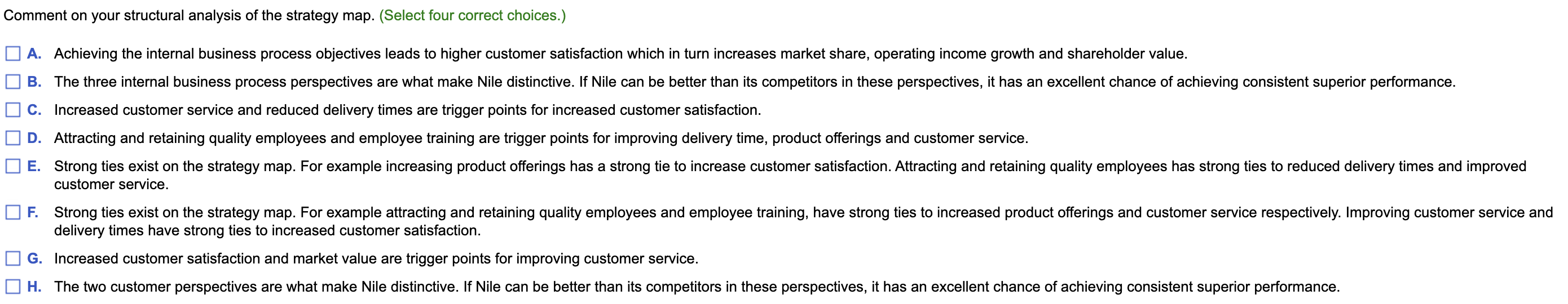 X Requirements 1. The strategy map provided presents | Chegg.com