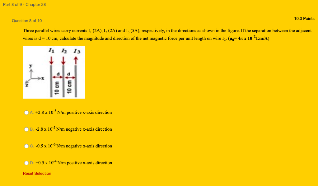 solved-three-parallel-wires-carry-currents-i1-2a-i2-2a-chegg