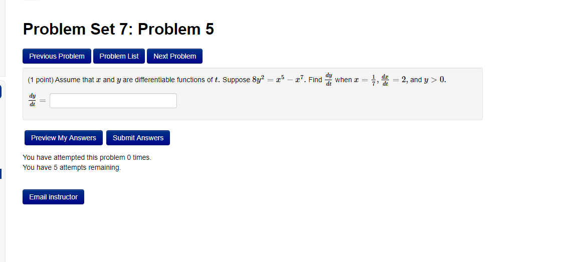 Solved Problem Set 7: Problem 5 Previous Problem Problem | Chegg.com
