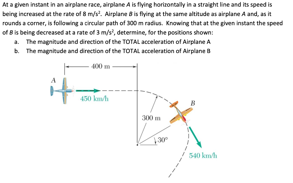 Solved At A Given Instant In An Airplane Race, Airplane A Is | Chegg.com