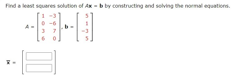 Solved Find a least squares solution of Ax = b by | Chegg.com