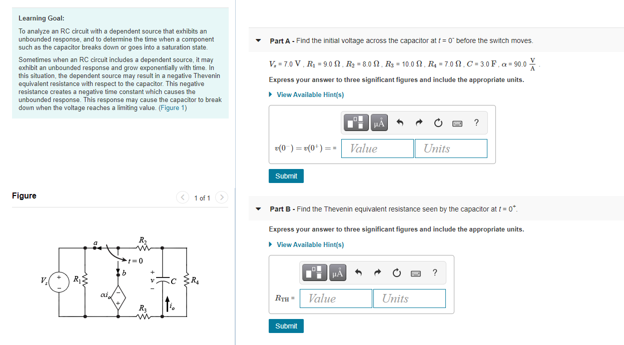 Solved Part A Find the initial voltage across the