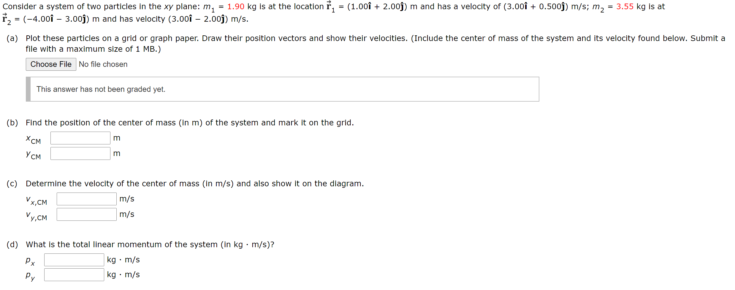 Solved = Consider A System Of Two Particles In The Xy Plane: | Chegg.com