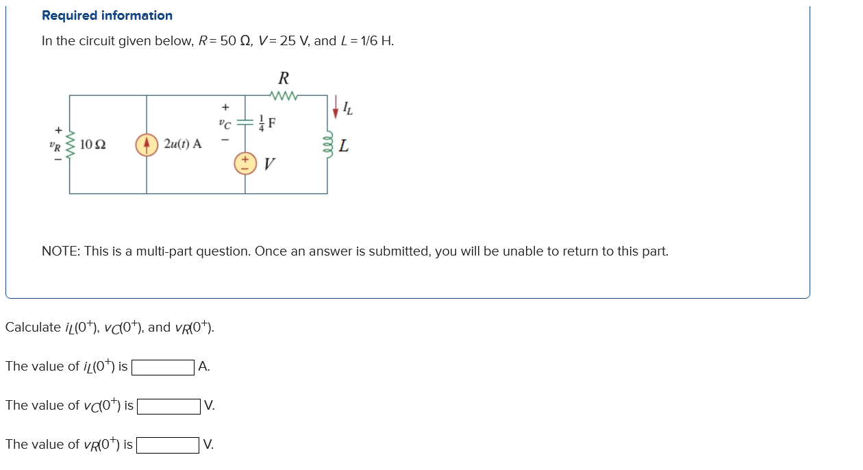 Solved Required InformationIn The Circuit Given Below Chegg Com