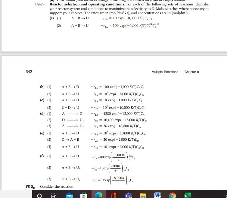 Solved P8-7c Reactor selection and operating conditions. For | Chegg.com