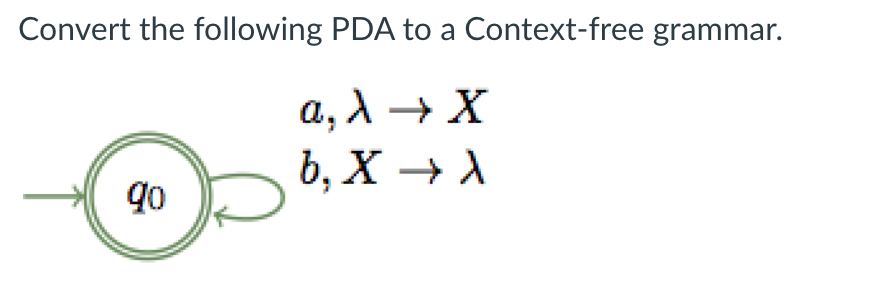 Solved Convert The Following PDA To A Context-free Grammar. | Chegg.com