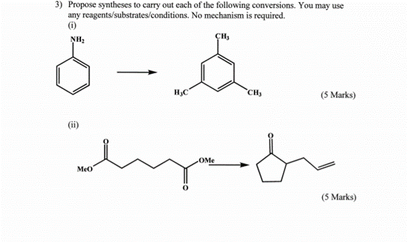 Solved 3) Propose Syntheses To Carry Out Each Of The | Chegg.com