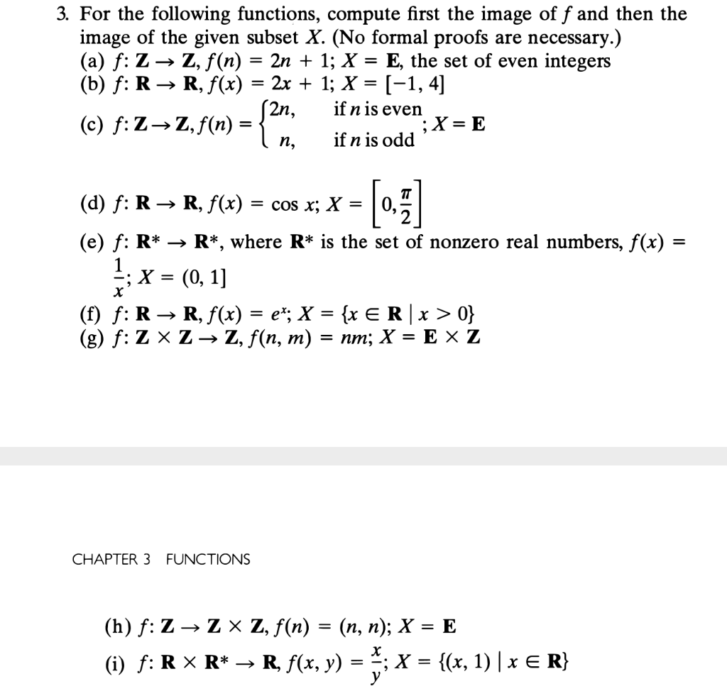 Solved 3 For The Following Functions Compute First The Chegg Com