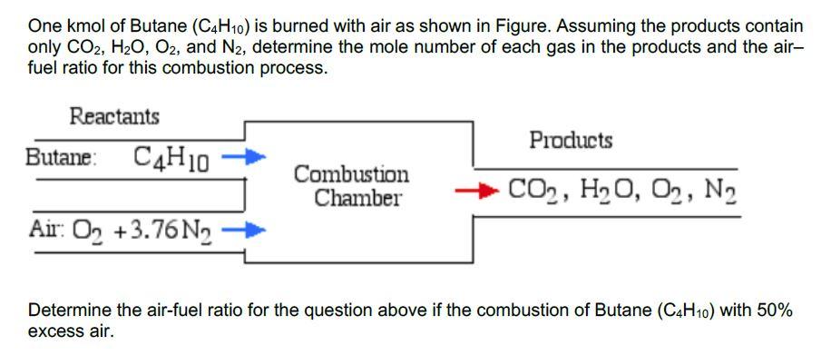 Solved One kmol of Butane (C4H10) is burned with air as | Chegg.com